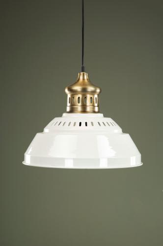 Taklampe - Emalje - Hvit/Messing - 42 cm - www.frokenfraken.se