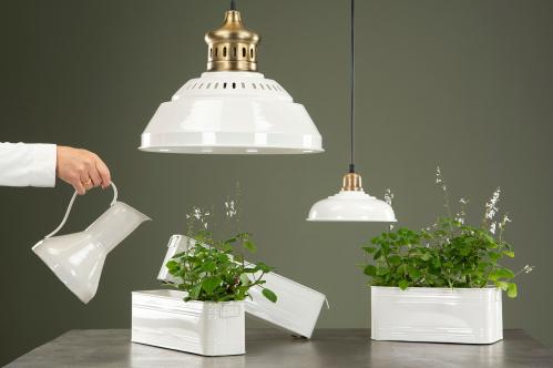 Taklampe - Emalje - Hvit/Messing - 42 cm - www.frokenfraken.se