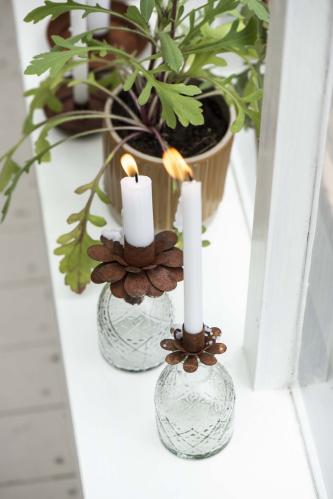 Lysstake for Juletrelys Blomst Rustikk Håndlaget - Ø5 X 3,5 CM - www.frokenfraken.se