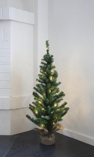 Julgran med belysning - Bordsgran i jutesäck - 90 cm - www.frokenfraken.se