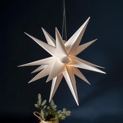 Julstjerne - Frozen Vit - inkludert svart tekstilledning - 100 cm - www.frokenfraken.se