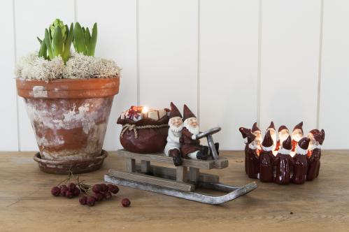 Lyslykt - Tomtegjeng - S - Rød - 12 x 12 x 7 cm - www.frokenfraken.se