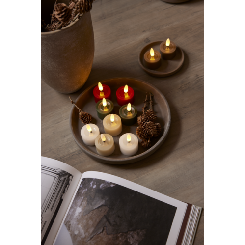 Batterilys - Beige - LED Votivlys - 5 cm - Flamme Flow - 2 stk - www.frokenfraken.se