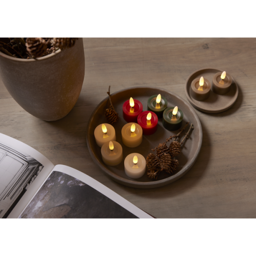 Batterilys - Beige - LED Votivlys - 5 cm - Flamme Flow - 2 stk - www.frokenfraken.se