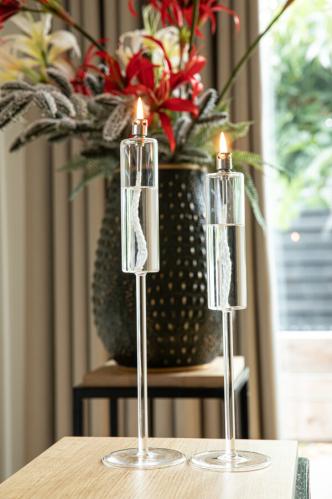 Lysestake - Oljelampe - Glass - 34 cm - www.frokenfraken.se