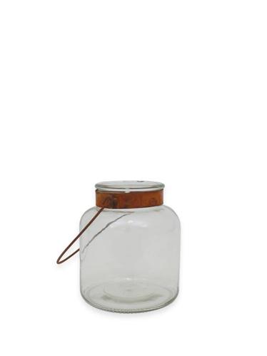 Lyslykt - Glass - Rustet håndtak - 16 x Ø13 cm - www.frokenfraken.se