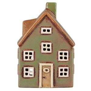 Hus for varmelys - Nyhavn - Gronn brun dor - 16 cm - www.frokenfraken.se