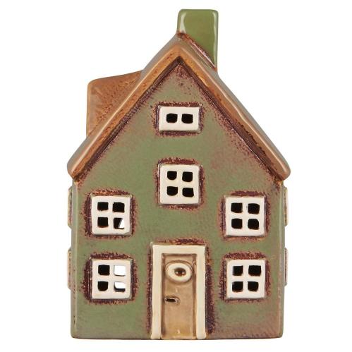 Hus for varmelys - Nyhavn - Gronn brun dor - 16 cm - www.frokenfraken.se