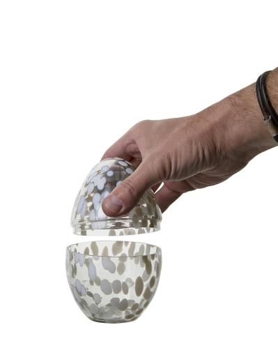 Påskeegg - Skål med lokk - Glass Hvit/isblå - Ø9 x 13 cm - www.frokenfraken.se