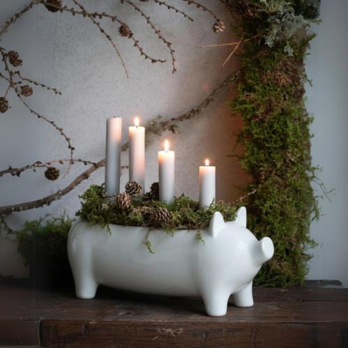 Krukke - Gris - Hvit - 40 x 11 x 16 cm - www.frokenfraken.se