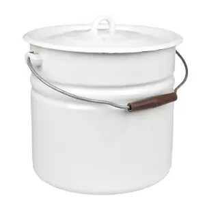Hink med lock - Emalj - 12L - Offwhite - Ø28,5 x 27 cm - www.frokenfraken.se