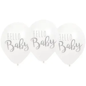 Ballonger - Hello Baby - Vit - 6 st - www.frokenfraken.se