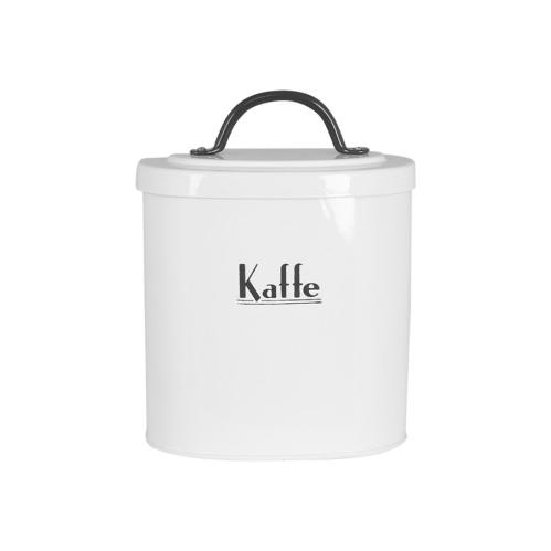 Plåtboks - Kaffe - Hvit - 20 x 15 x 9 cm - www.frokenfraken.se