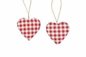 Heng – Stoffhjerte – Rutete – 6-pakning – 5 cm - www.frokenfraken.se