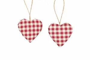 Heng – Stoffhjerte – Rutete – 6-pakning – 5 cm - www.frokenfraken.se