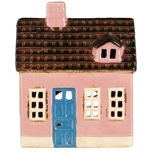 Hus for telys - My Home Town - Rosa blå dør - 16 cm - www.frokenfraken.se