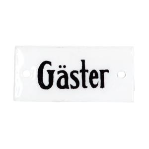 Emaljeskilt - "Gjester" - 2 x 4,5 cm - www.frokenfraken.se