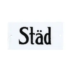 Emaljeskilt - "Städ" - 4,5 x 9 cm - www.frokenfraken.se