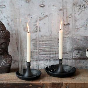 Lysestake med glass – Svart – 35 cm - www.frokenfraken.se