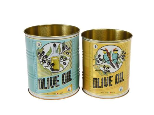 Plåtkruka - Burk i plåt - Retro - Olivenolje - 2 størrelser - www.frokenfraken.se