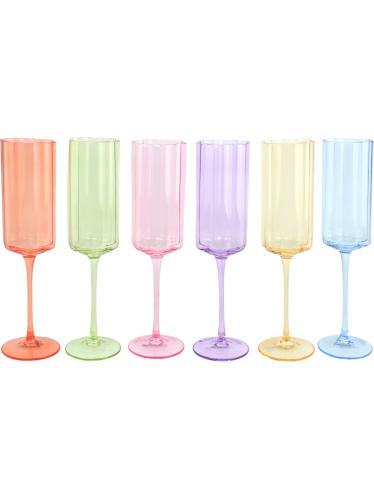 Champagneglass – 6 farger – Ø6 x 24 cm - www.frokenfraken.se