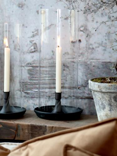 Lysestake med glass – Svart – 35 cm - www.frokenfraken.se