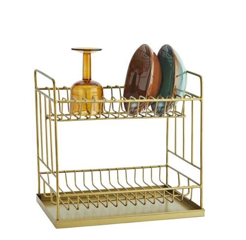 Diskställ med bricka - Antik Mässing - 35 x 25 x 33,5 cm - www.frokenfraken.se