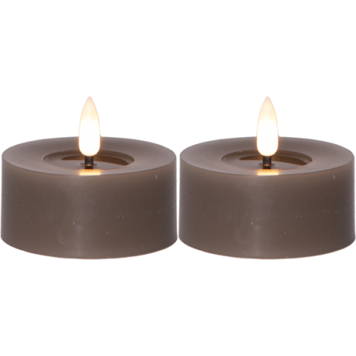 Batterilys - LED Votivlys 7 cm - Flamme Flow - Mullvad - 2 stk - www.frokenfraken.se