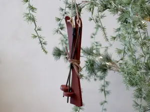 Julekule - Ski med Staver - 20 x 6 x 2 cm - www.frokenfraken.se