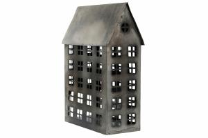 Lyslykt - Hus i metall - Grå - 30 x 14 x 45 cm - www.frokenfraken.se