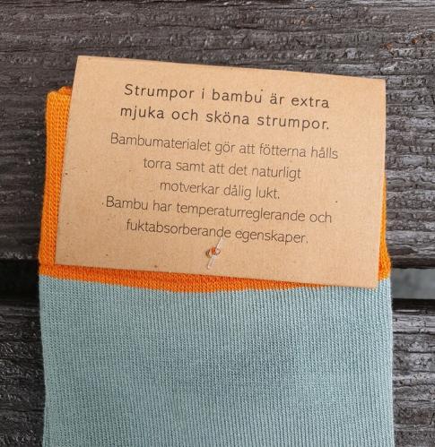 Strømper - Bambus - Ledekors - Grå/Rød - Størrelse 37-44 - www.frokenfraken.se