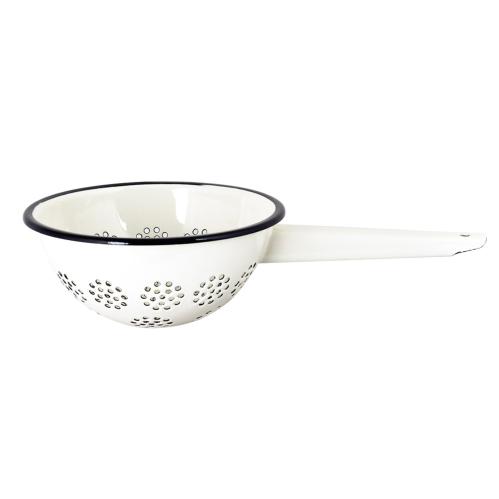 Durkslag - Emalj - Krem/Hvit - 9 x Ø16,5 cm - www.frokenfraken.se