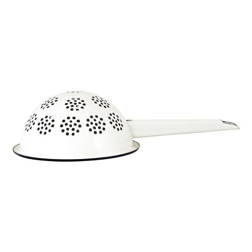 Durkslag - Emalj - Krem/Hvit - 9 x Ø16,5 cm - www.frokenfraken.se