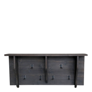 Vegghylle med 6 kroker - Tre - 45 x 99 x 18 cm - www.frokenfraken.se