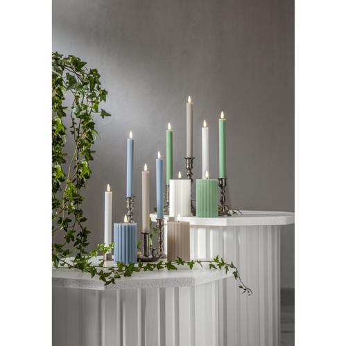 Batterilys - Hvit - Kronelys/Antikklys - Flamme Stripe - 2 stk - 25 cm - Timer - www.frokenfraken.se