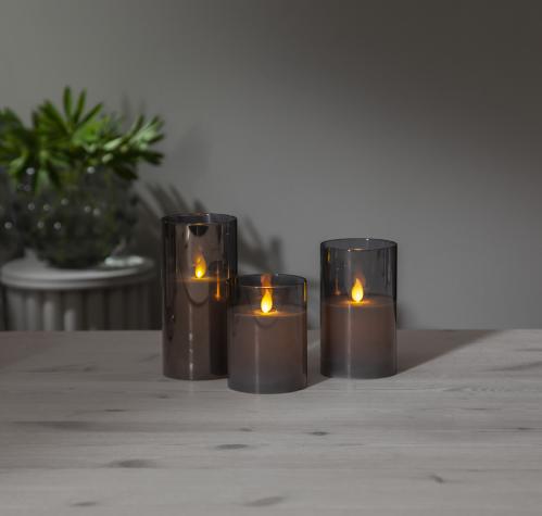 Batterilys - M-Twinkle - Glassholder - Grå - 7.5 x 12,5 cm - www.frokenfraken.se