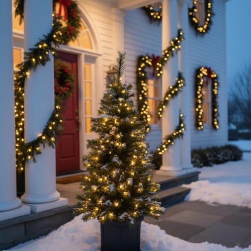 Julgran i firkantet krukke - 120 cm - Innendørs og utendørs bruk - www.frokenfraken.se