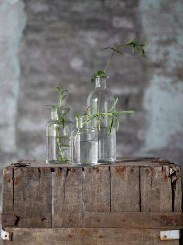Glassflaske – Rustikk – Klar – 2 stk – 13 cm, 10 cm - www.frokenfraken.se