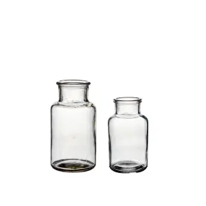 Glassflaske – Rustikk – Klar – 2 stk – 13 cm, 10 cm - www.frokenfraken.se