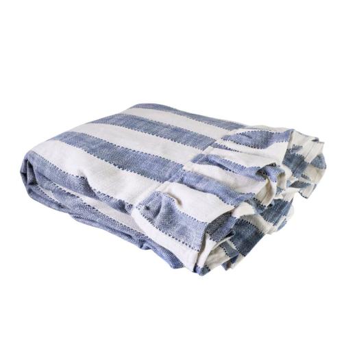 Duk - Ida Randig - Vit - Blå - L150 x B250 cm - www.frokenfraken.se