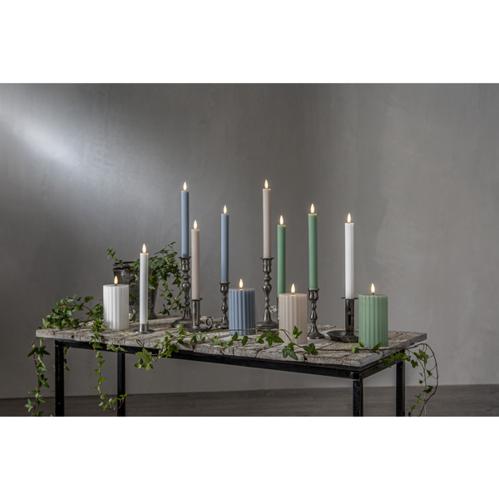Batterilys - Hvit - Kronelys/Antikklys - Flamme Stripe - 2 stk - 25 cm - Timer - www.frokenfraken.se