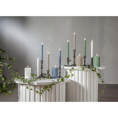 Batterilys - Hvit - Kronelys/Antikklys - Flamme Stripe - 2 stk - 25 cm - Timer - www.frokenfraken.se