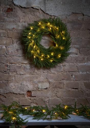Krans med belysning - Thuja - 45 cm - Utendørs og innendørs bruk - www.frokenfraken.se