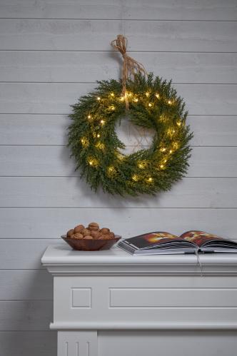 Krans med belysning - Thuja - 45 cm - Utendørs og innendørs bruk - www.frokenfraken.se