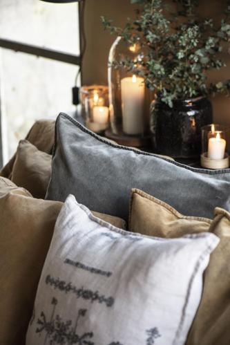 Kuddfodral - sammet - thunder grey - 52 x 52 cm - www.frokenfraken.se
