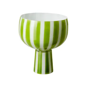 Skål på fot - Randig Grønn/hvit - Ø7/17 x 19 cm - www.frokenfraken.se
