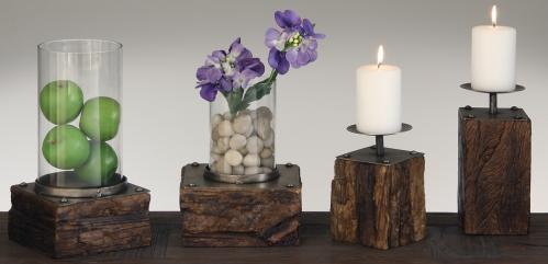 Lysstake - Rustikk Tre - Resirkulert - 10 x 10 x 22 cm - www.frokenfraken.se