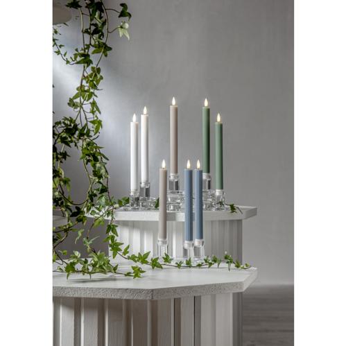 Batterilys - Hvit - Kronelys/Antikklys - Flamme Stripe - 2 stk - 25 cm - Timer - www.frokenfraken.se