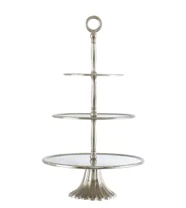 Våningsfat - Kakestativ Sølv - 3 etasjer - 65 cm - www.frokenfraken.se