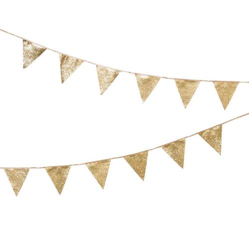 Vimpel - Girlang - Gullglitter - 3 m - www.frokenfraken.se